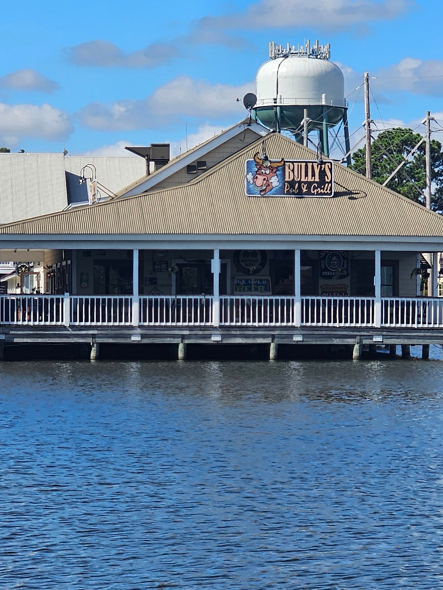 Bully's seen from across the lake, the deck over the water